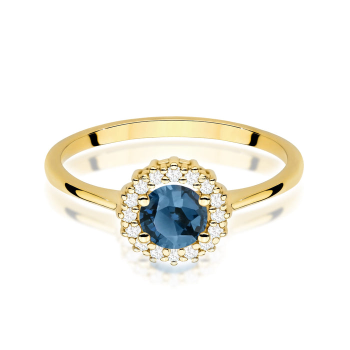 Inel Aur 14K cu Topaz London Blue 0.50 ct si Diamante Naturale Naturale 0.14 ct