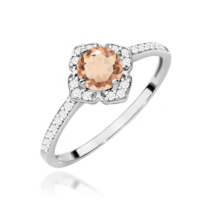 Inel Aur 14K cu Morganit 0.40 ct si Diamante Naturale Naturale 0.13 ct