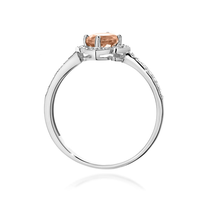 Inel Aur 14K cu Morganit 0.40 ct si Diamante Naturale Naturale 0.13 ct