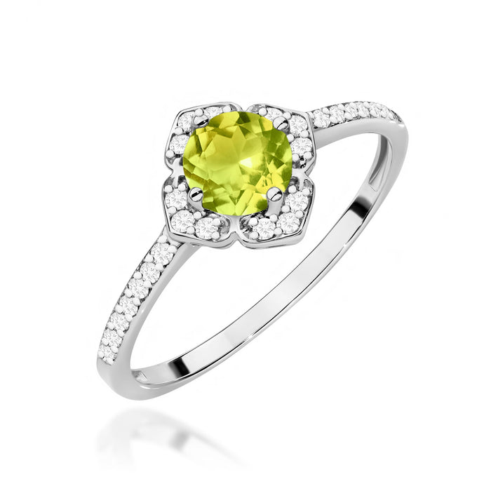 Inel Aur 14K cu Peridot 0.60 ct si Diamante Naturale 0.13 ct
