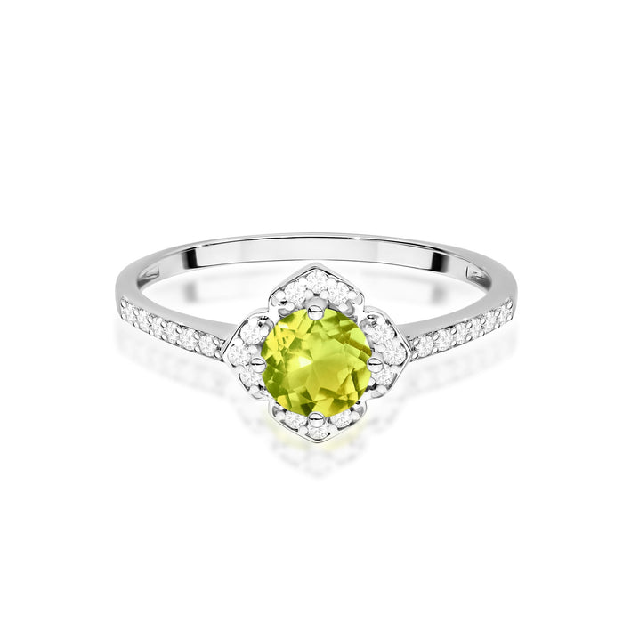 Inel Aur 14K cu Peridot 0.60 ct si Diamante Naturale Naturale 0.13 ct