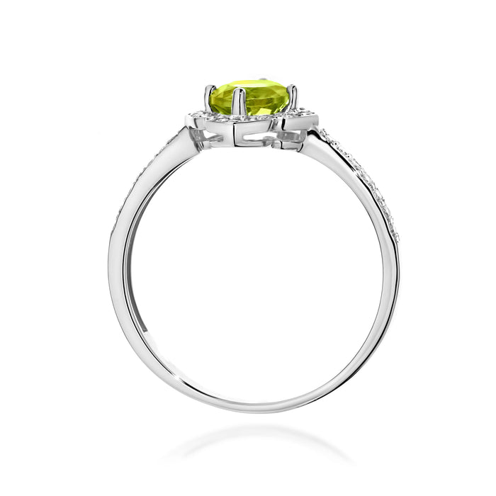 Inel Aur 14K cu Peridot 0.60 ct si Diamante Naturale Naturale 0.13 ct