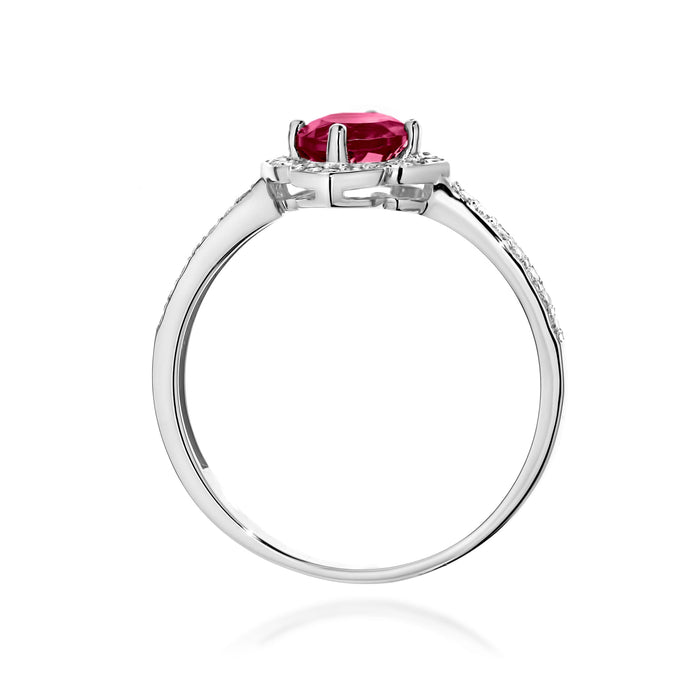 Inel Aur 14K cu Rhodolite 0.60 ct si Diamante Naturale 0.13 ct