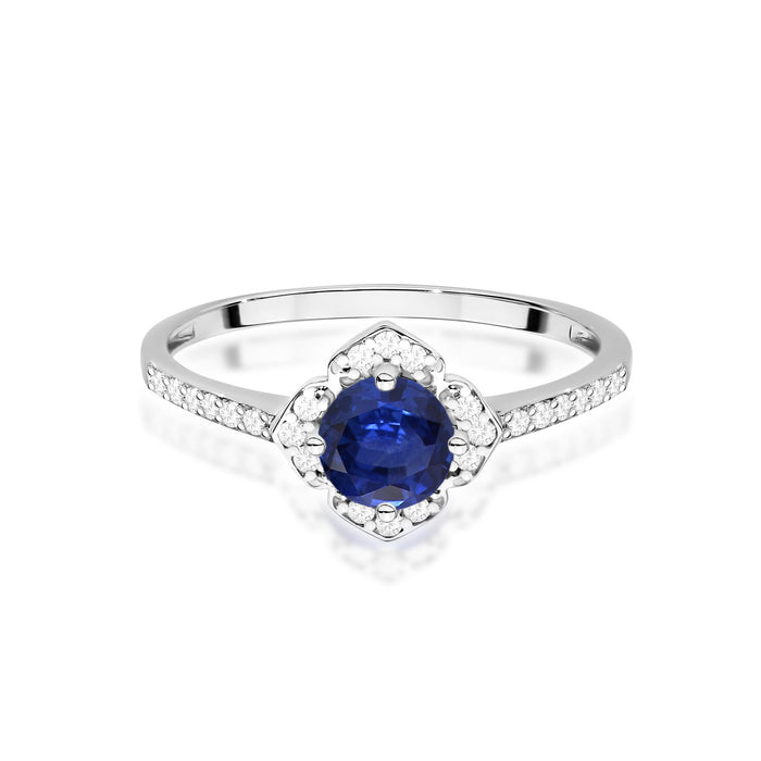 Inel Aur 14K cu Safir 0.50 ct si Diamante Naturale Naturale 0.13 ct