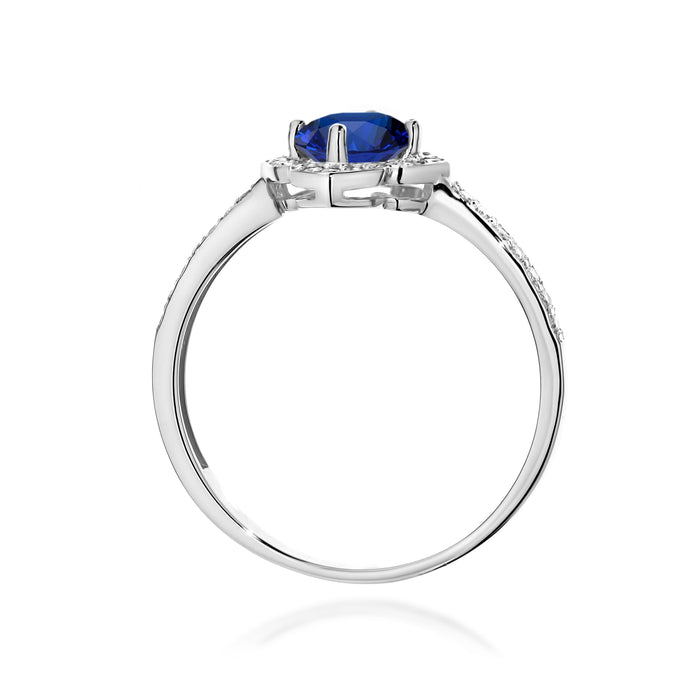 Inel Aur 14K cu Safir 0.50 ct si Diamante Naturale Naturale 0.13 ct