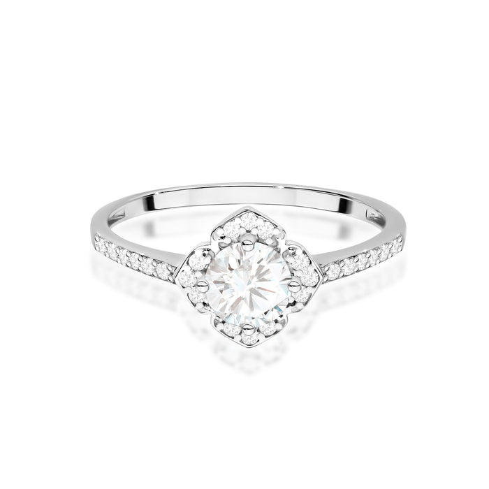 Inel Aur 14K cu White Sapphire 0.60 ct si Diamante Naturale 0.13 ct