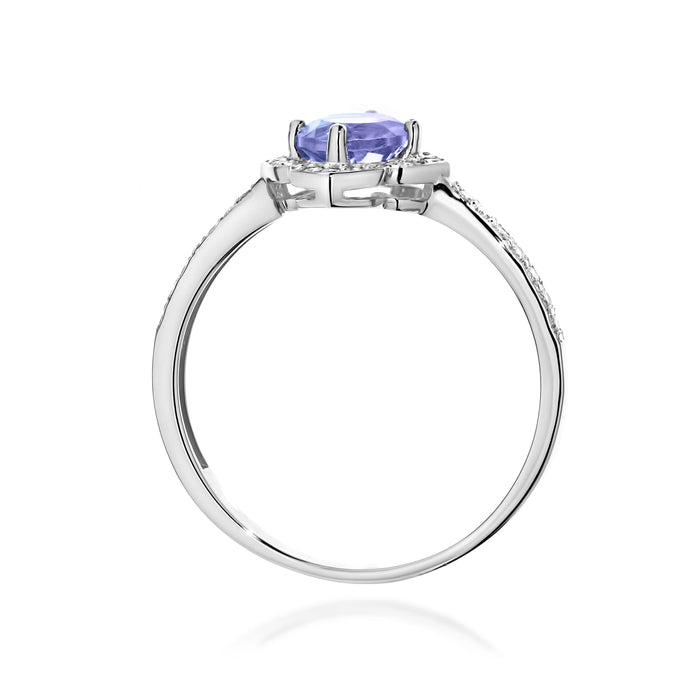 Inel Aur 14K cu Tanzanit 0.50 ct si Diamante Naturale 0.13 ct