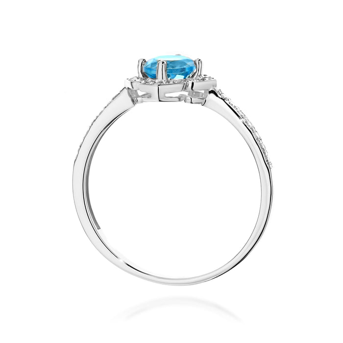 Inel Aur 14K cu Topaz Swiss 0.50 ct si Diamante Naturale 0.13 ct