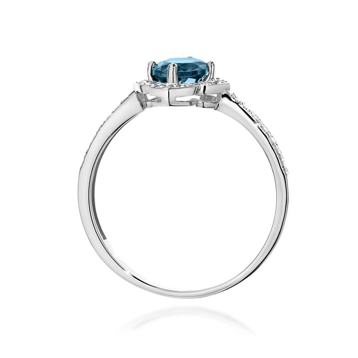 Inel Aur 14K cu Topaz London Blue 0.50 ct si Diamante Naturale 0.13 ct