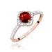 Inel Aur 14K cu Garnet 0.60 ct si Diamante Naturale Naturale 0.13 ct