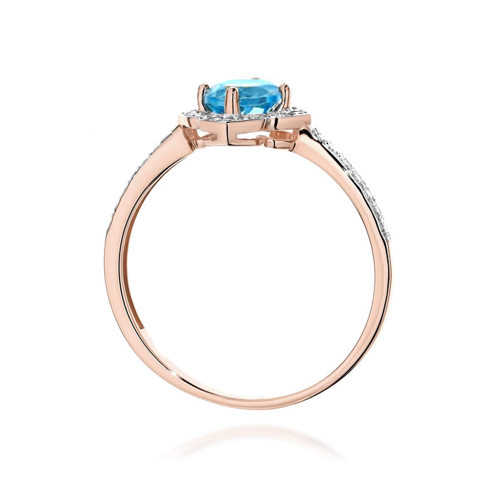 Inel Aur 14K cu Topaz Swiss 0.50 ct si Diamante Naturale 0.13 ct