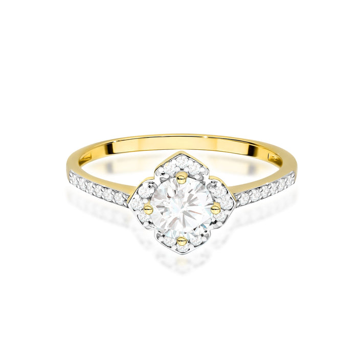 Inel Aur 14K cu White Sapphire 0.60 ct si Diamante Naturale 0.13 ct