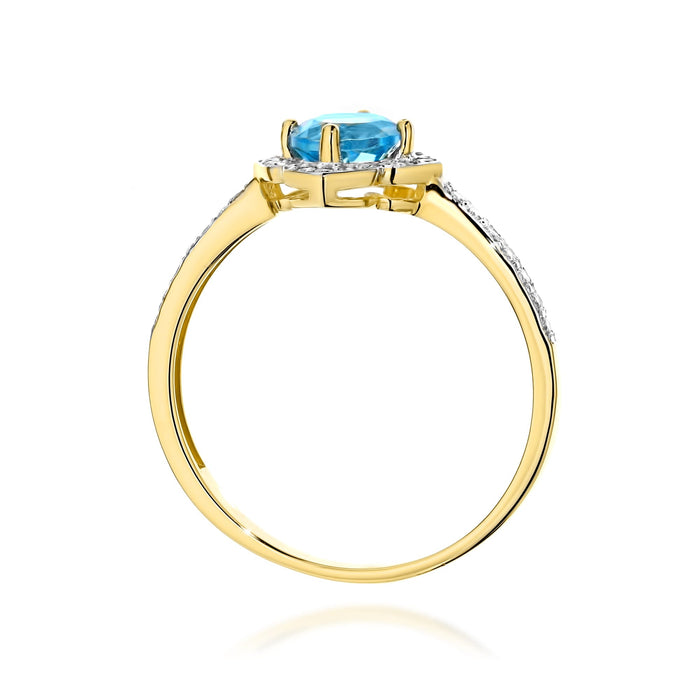 Inel Aur 14K cu Topaz Albastru 0.50 ct si Diamante Naturale Naturale 0.13 ct