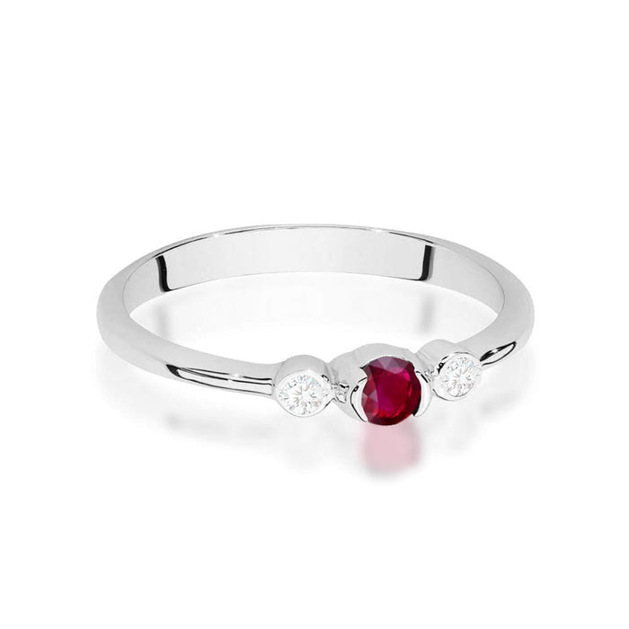 Inel Aur 14K cu Rubin 0.15 ct si Diamante Naturale Naturale 0.06 ct