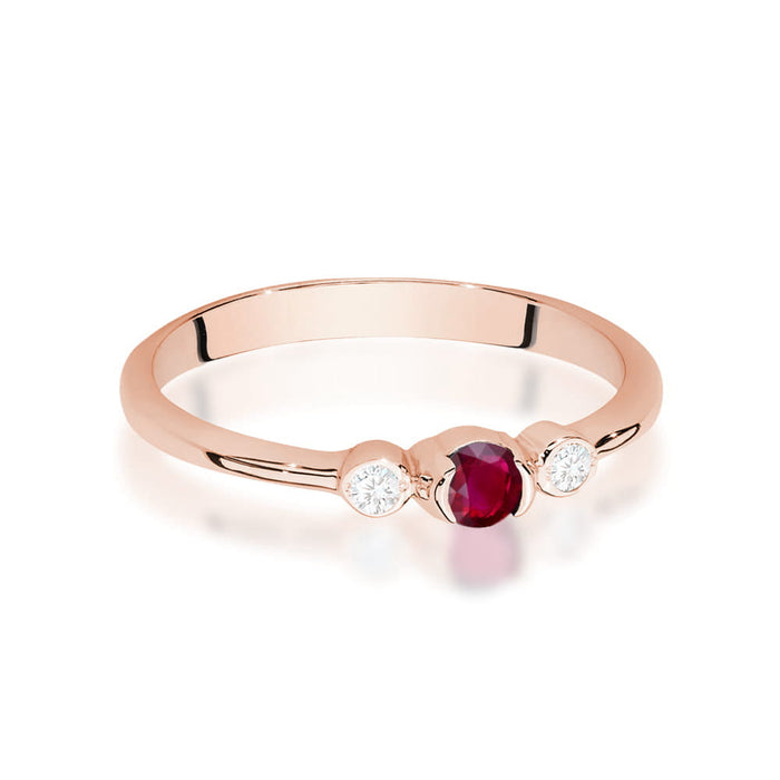 Inel Aur 14K cu Rubin 0.15 ct si Diamante Naturale Naturale 0.06 ct