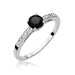 Inel Aur 14K cu Diamant Negru 0.50 ct si Diamante Laterale 0.05 ct - Alb