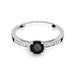 Inel Aur 14K cu Diamant Negru 0.50 ct si Diamante Laterale 0.05 ct - Alb