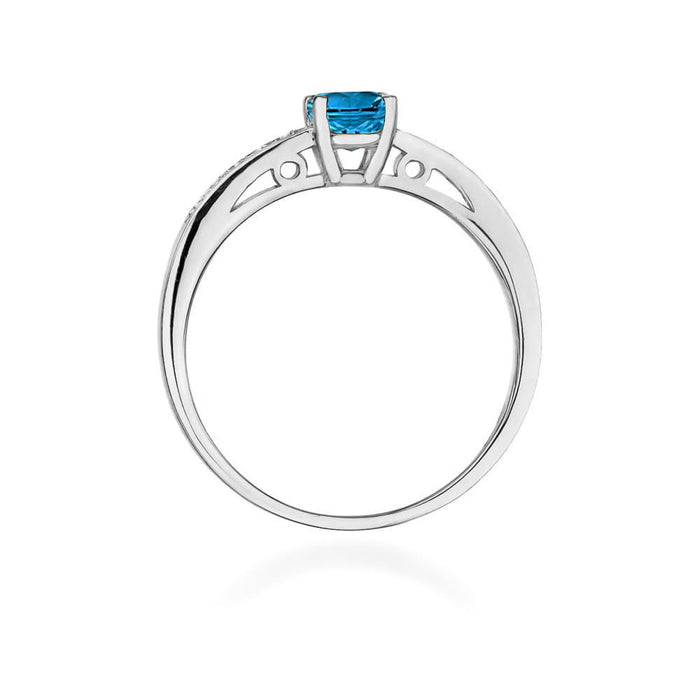 Inel Aur 14K cu Topaz London Blue 0.50 ct si Diamante Naturale 0.05 ct