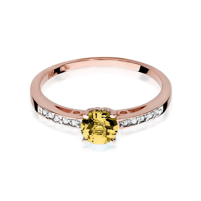 Inel Aur 14K cu Citrin 0.50 ct si Diamante Naturale 0.05 ct