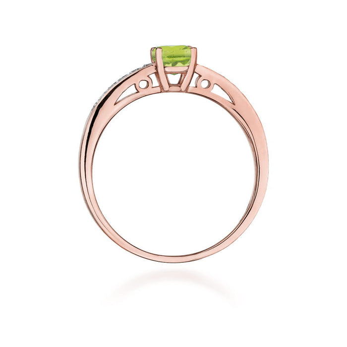 Inel Aur 14K  cu Peridot 0.60 ct si Diamante Naturale laterale 0.05 ct