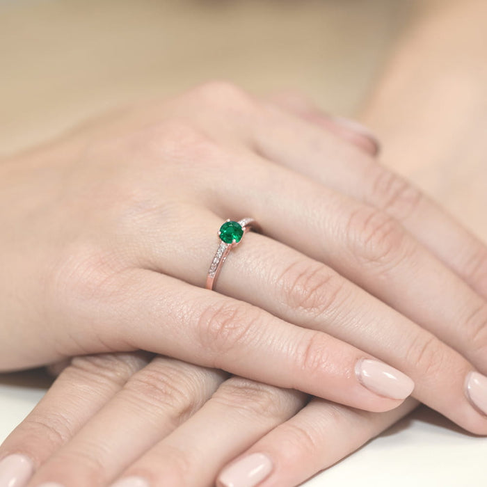 Inel Aur 14k cu Smarald 0.50 ct - Roz