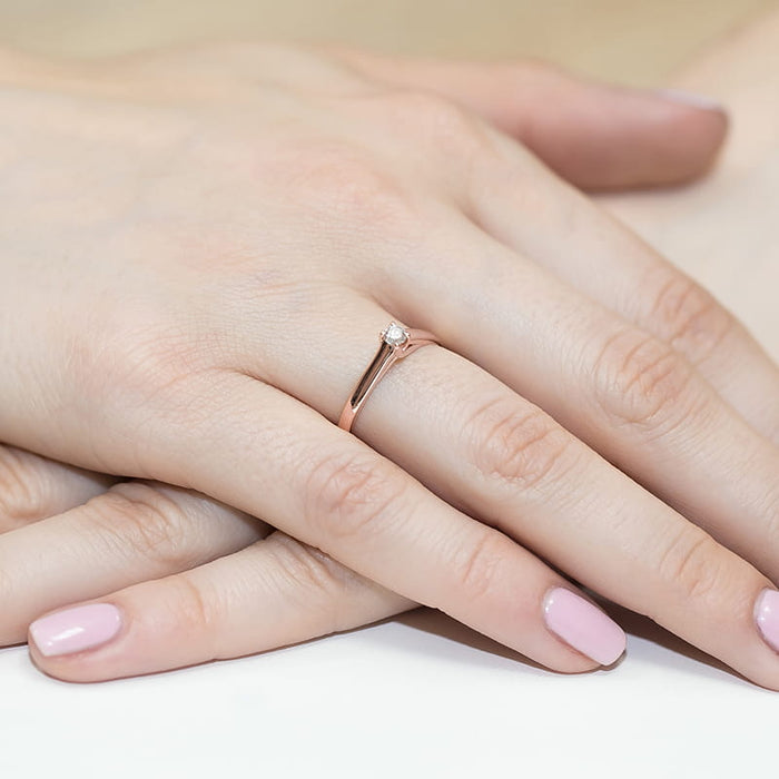 Inel Aur 14k cu Diamant Natural 0.10 ct