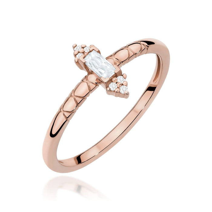 Inel Aur 14K Diamant 0,13ct Baguetă W0713