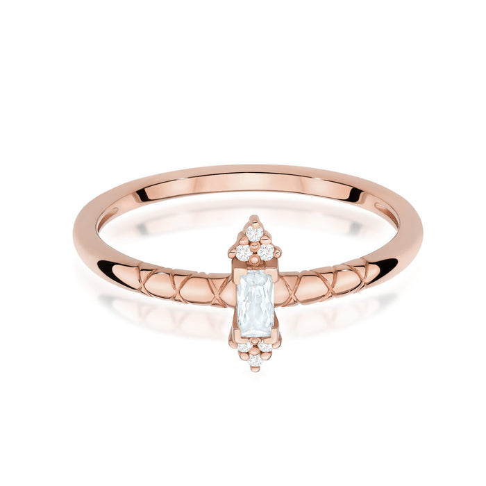 Inel Aur 14K Diamant 0,13ct Baguetă W0713