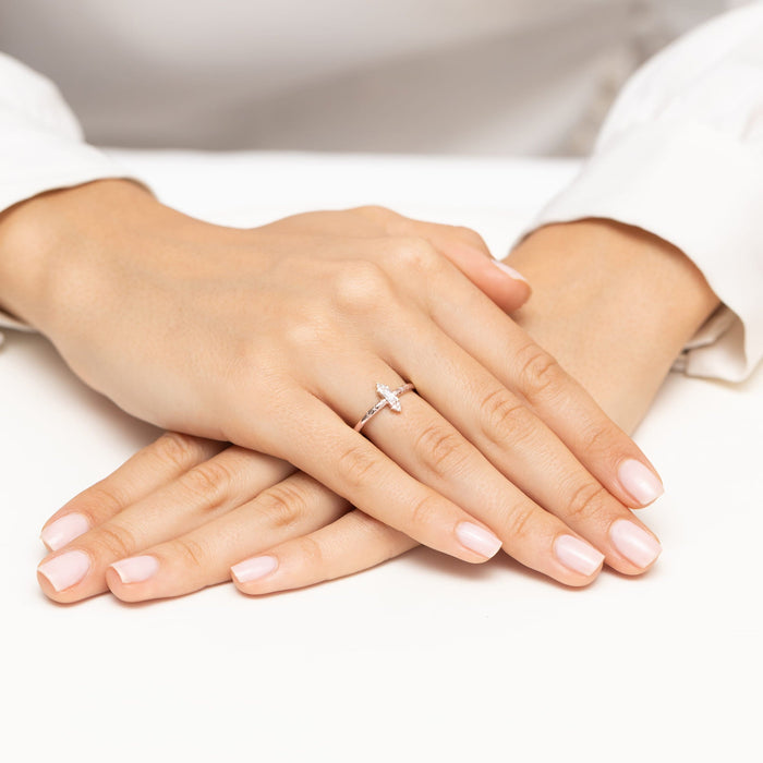 Inel Aur 14K Diamant 0,13ct Baguetă W0713