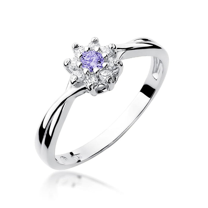 Inel Aur 14K cu Tanzanit 0.15 ct - Alb