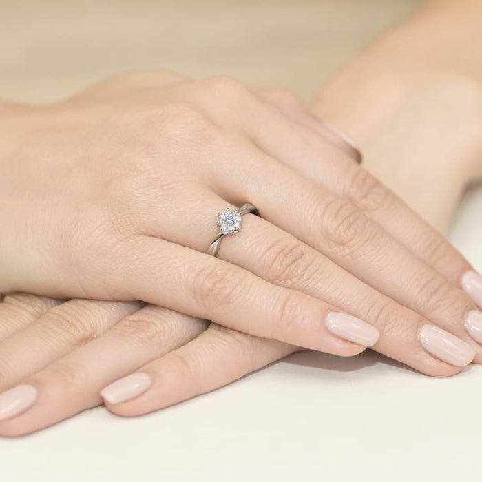 Inel Aur 14K cu Tanzanit 0.15 ct - Alb