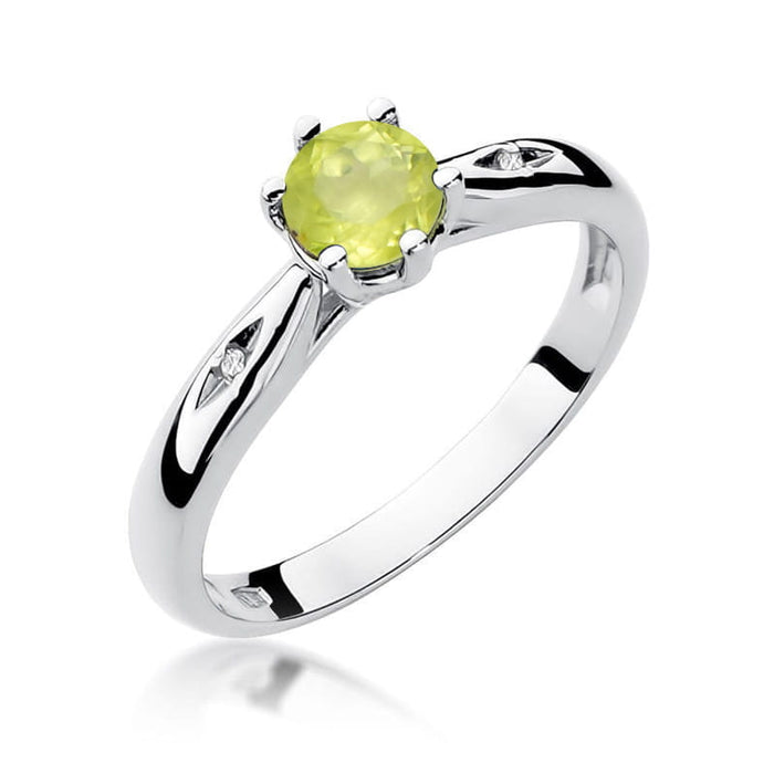 Inel Aur 14k cu Peridot 0.60 ct - Alb
