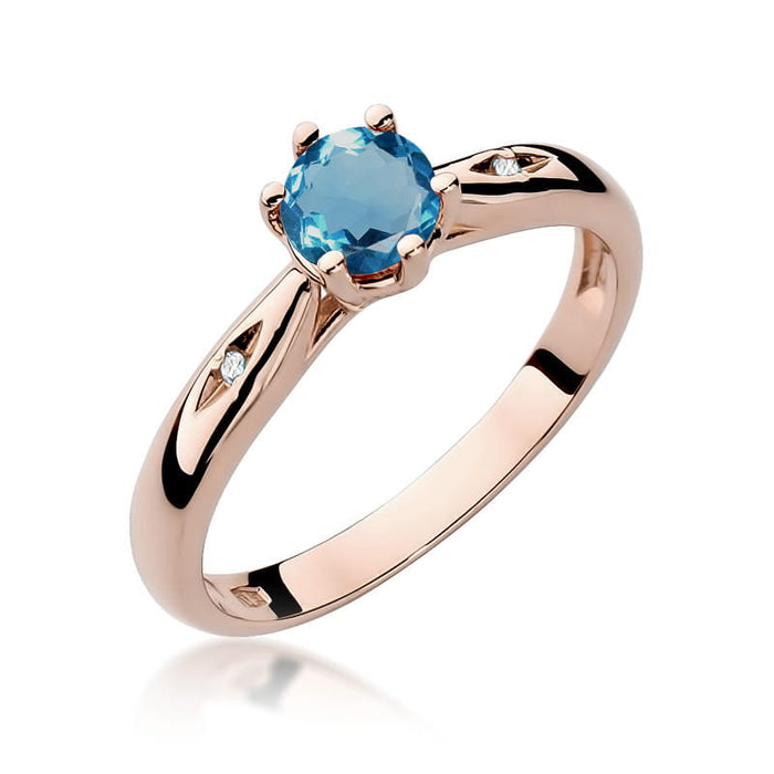 Inel Aur 14K W074 Topaz London Blue 0.50ct