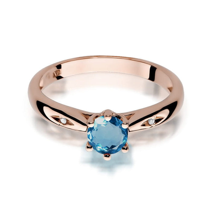 Inel Aur 14K W074 Topaz London Blue 0.50ct