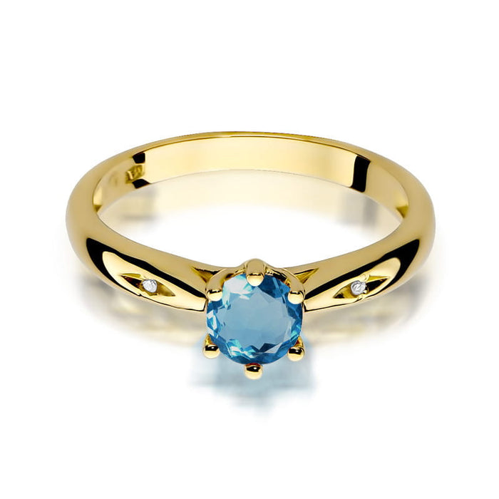 Inel Aur 14K W074 Topaz London Blue 0.50ct