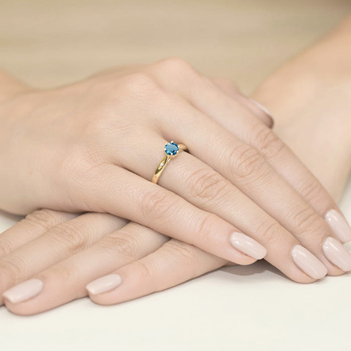 Inel Aur 14K W074 Topaz London Blue 0.50ct