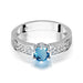 Inel Aur 14K cu Topaz London Blue 0.50 ct si Diamant Natural 0.08 ct