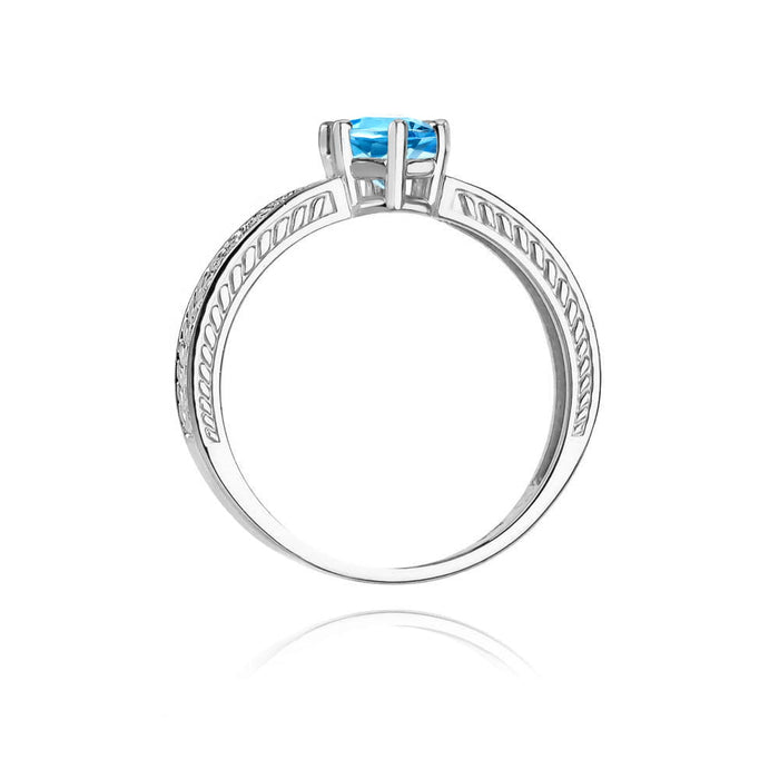 Inel Aur 14K cu Topaz London Blue 0.50 ct si Diamant Natural 0.08 ct