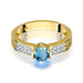 Inel Aur 14K cu Topaz London Blue 0.50 ct si Diamant Natural 0.08 ct