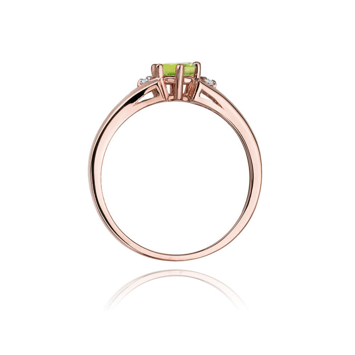 Inel Aur 14K cu Peridot 0.60 ct si Diamante Naturale Naturale 0.03 ct