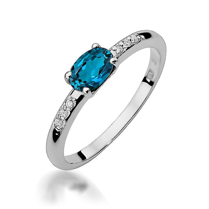 Inel Aur 14K W077 Topaz London Blue 0.50ct