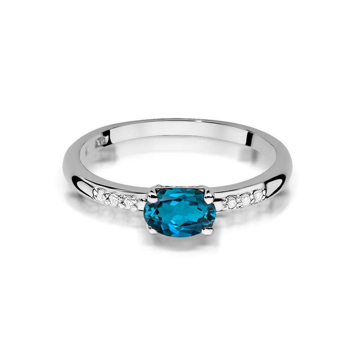 Inel Aur 14K W077 Topaz London Blue 0.50ct