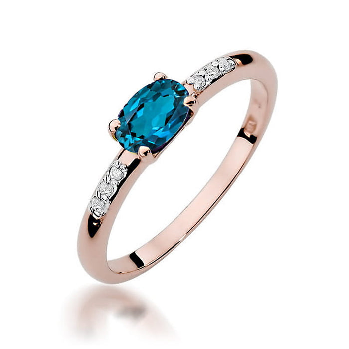 Inel Aur 14K W077 Topaz London Blue 0.50ct