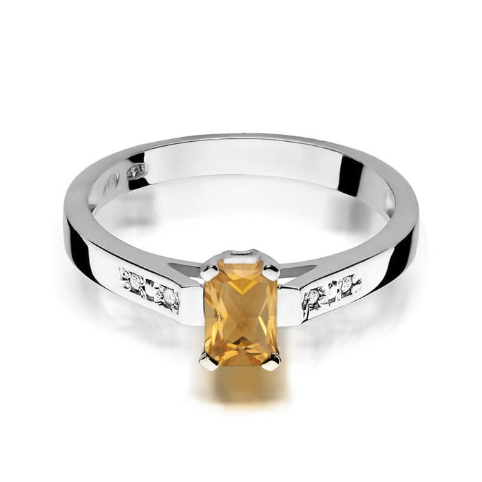Inel Aur 14K cu Citrin 0.60 ct si Diamante Naturale 0.04 ct