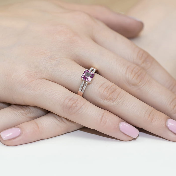 Inel Aur 14K W079 Topaz Roz 1.10ct