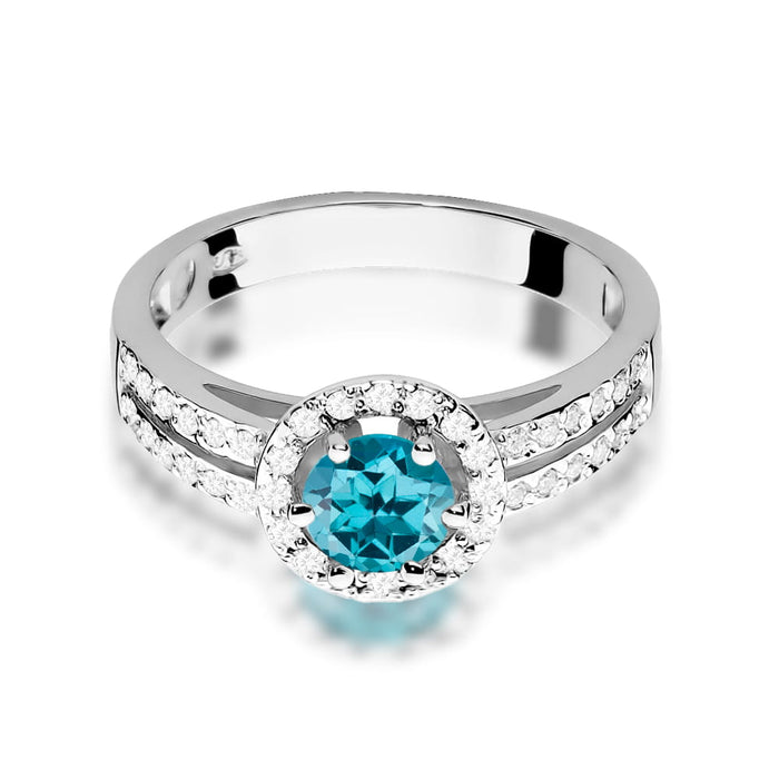 Inel Aur 14K W087 Topaz London Blue 0.50ct