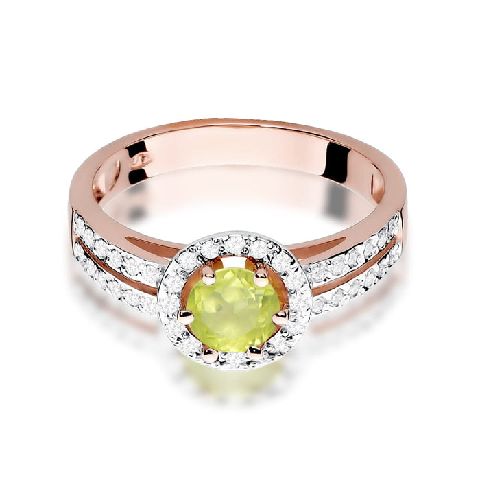 Inel Aur 14k cu Peridot 0.60 ct si Diamante Naturale 0.20 ct