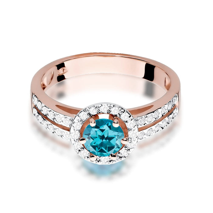 Inel Aur 14K W087 Topaz London Blue 0.50ct