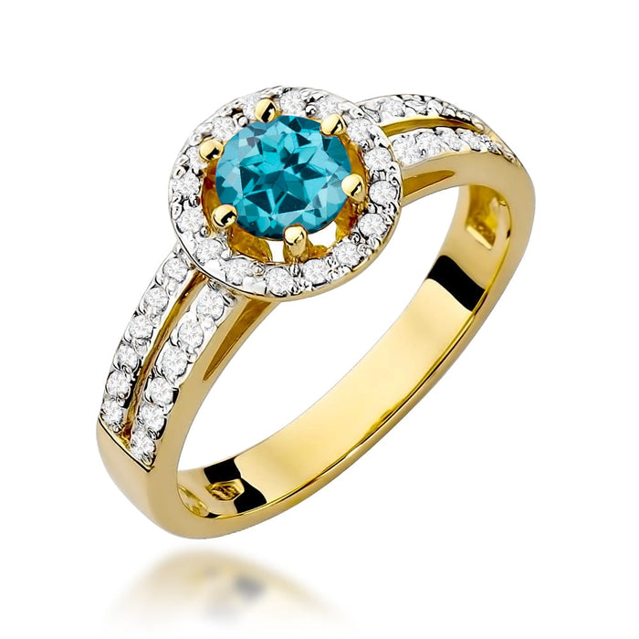 Inel Aur 14K W087 Topaz London Blue 0.50ct