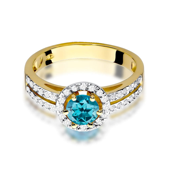 Inel Aur 14K W087 Topaz London Blue 0.50ct